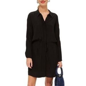 New Topshop Tie Waist Button Front Shirt Dress